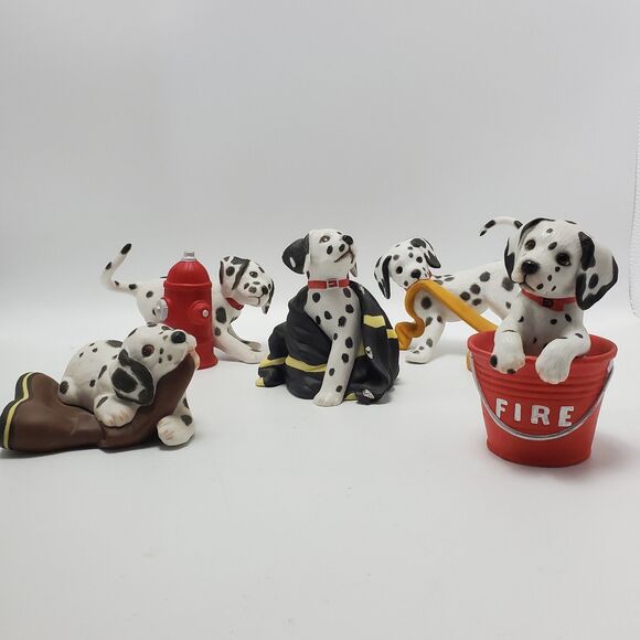 PG Princeton Gallery Porcelain Resin Dalmatian Firefighter Figurines 1994 5pcs - Picture 12 of 12